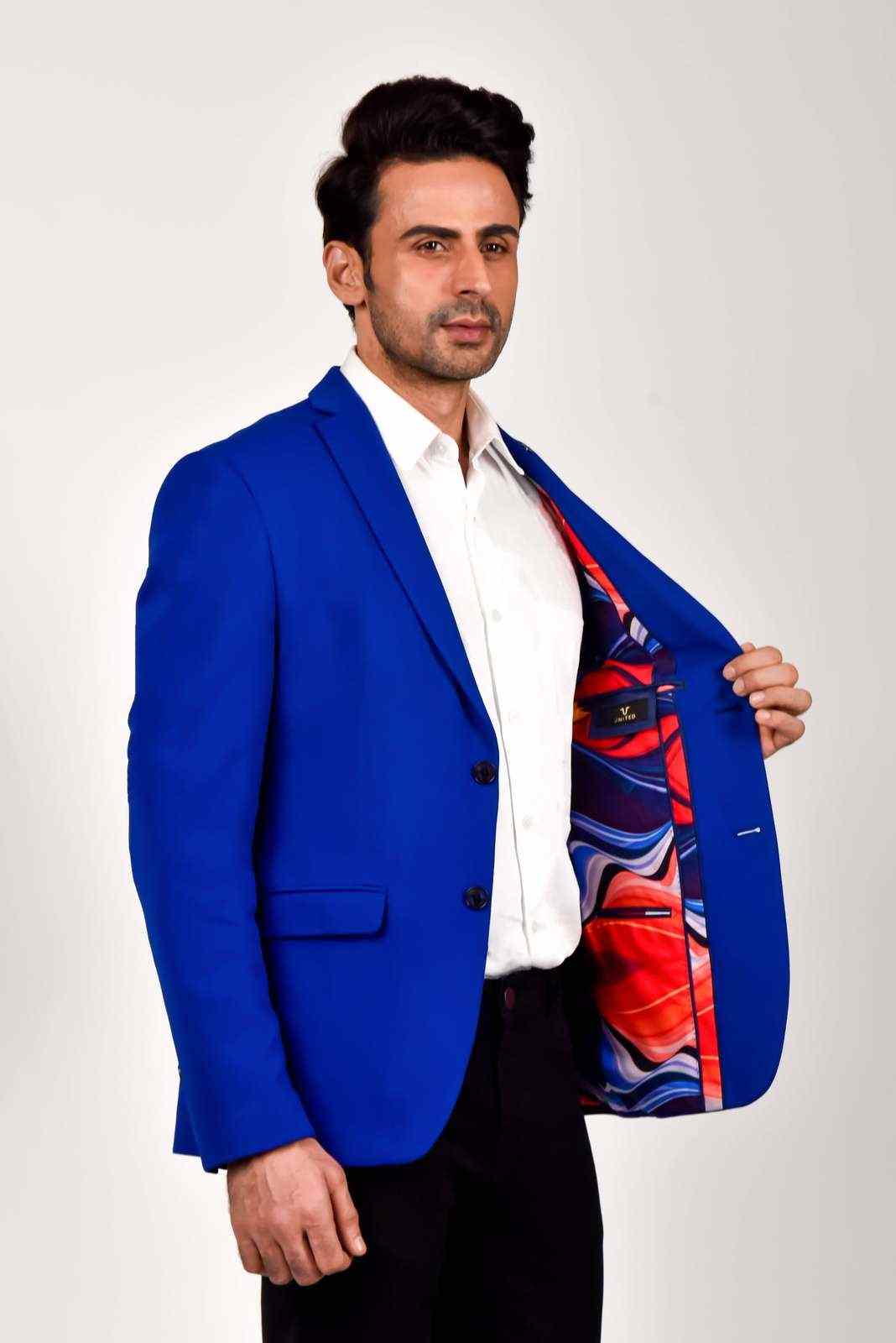 Royal Blue Knit Blazer house-of-united