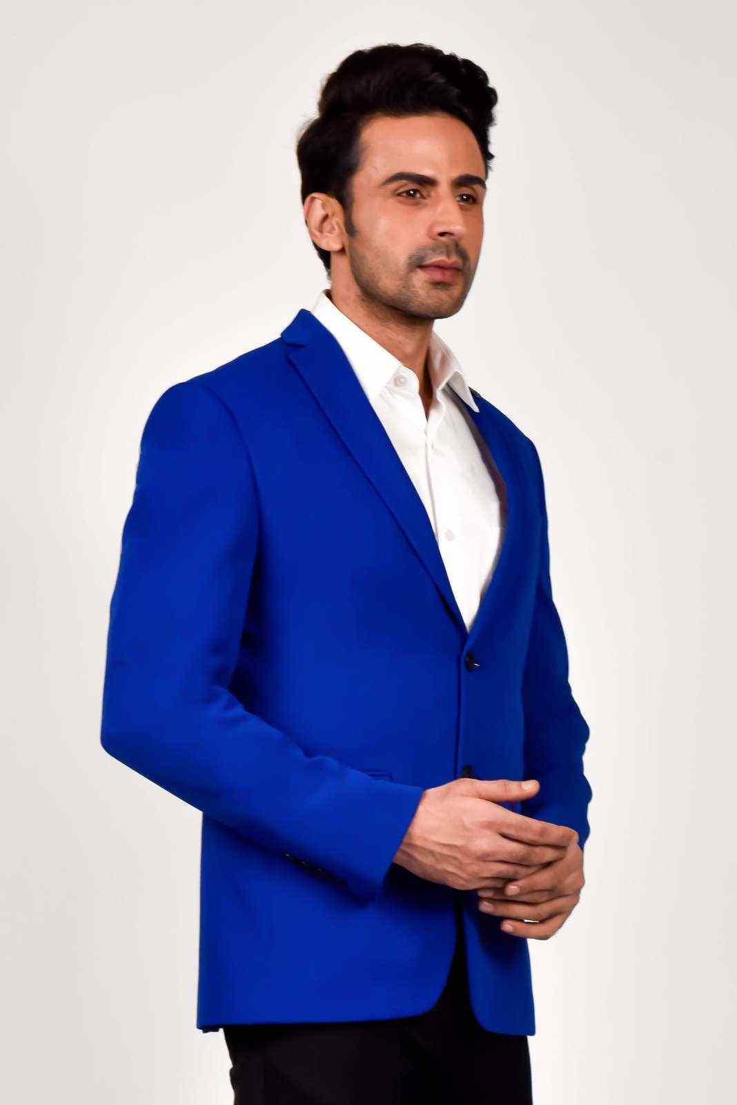 Royal Blue Knit Blazer house-of-united