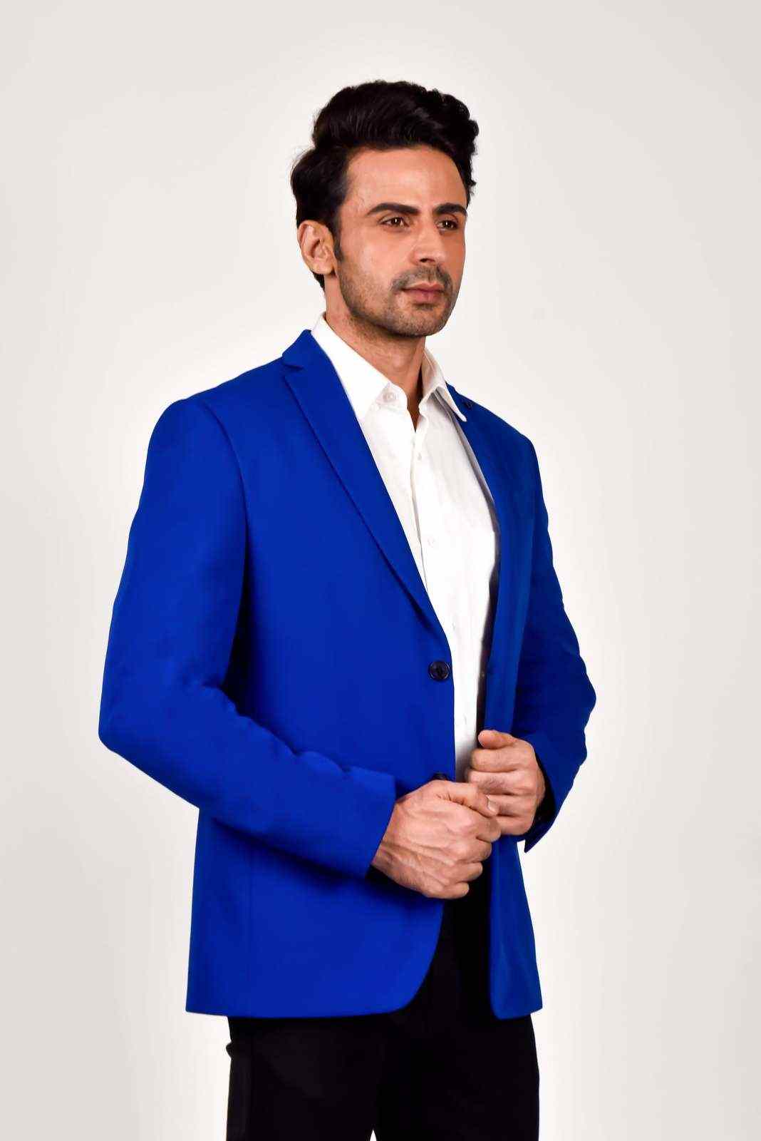 Royal Blue Knit Blazer house-of-united