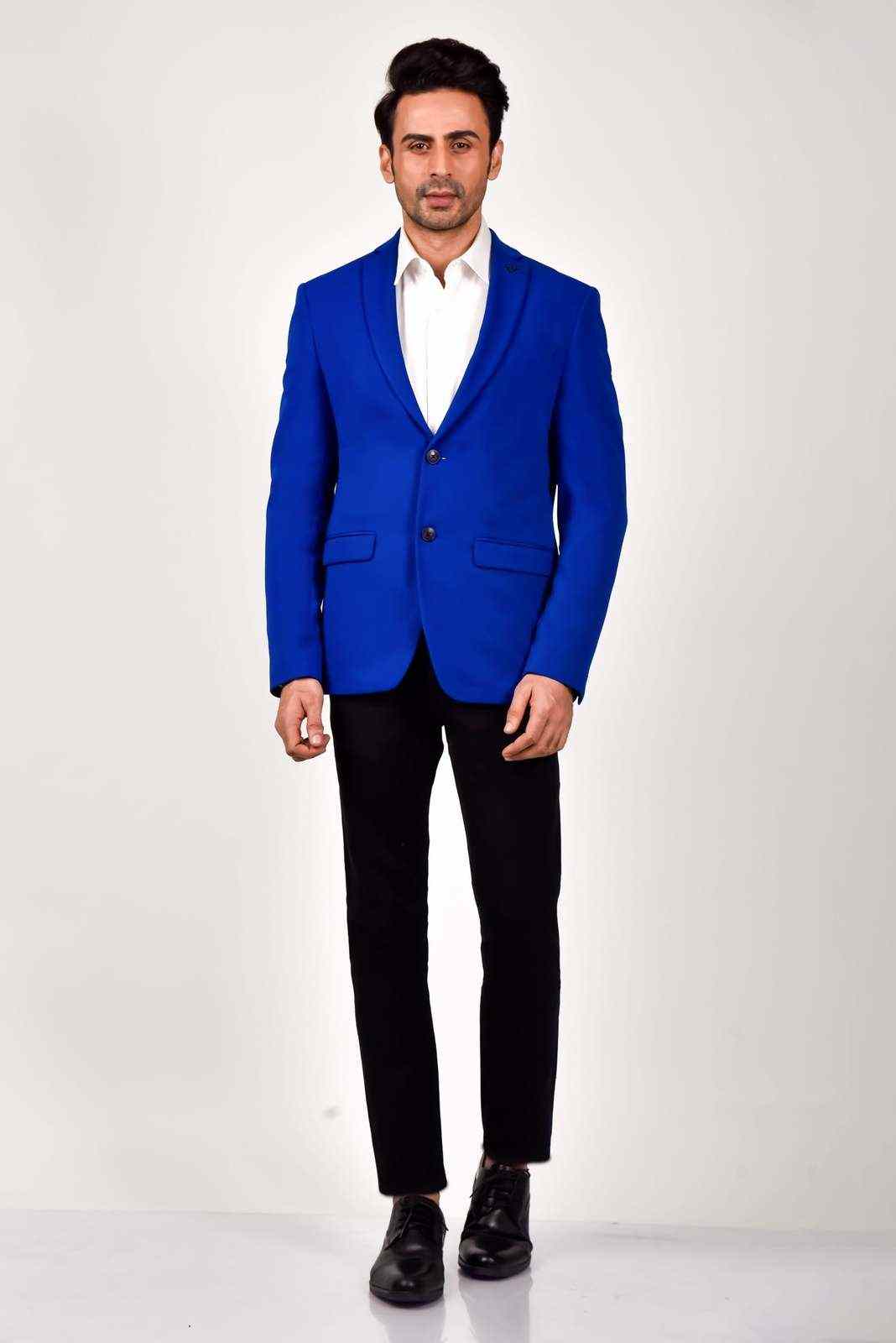 Royal Blue Knit Blazer house-of-united