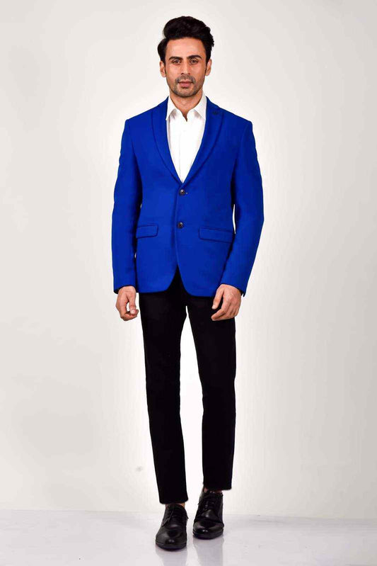 Royal Blue Knit Blazer house-of-united