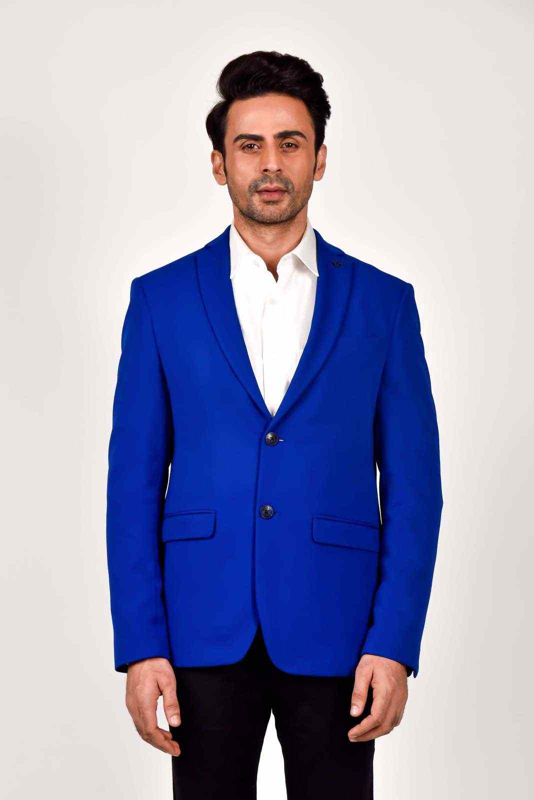 Royal Blue Knit Blazer house-of-united