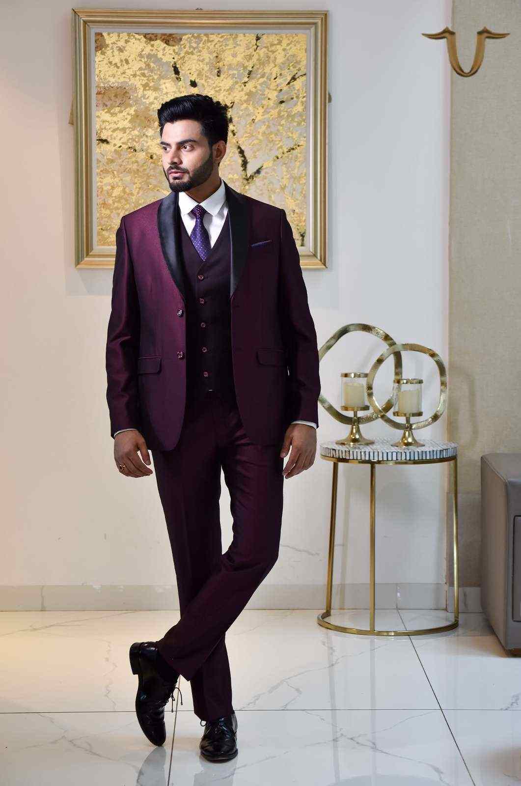 Wine Partywear 4 Pc Suit house-of-united