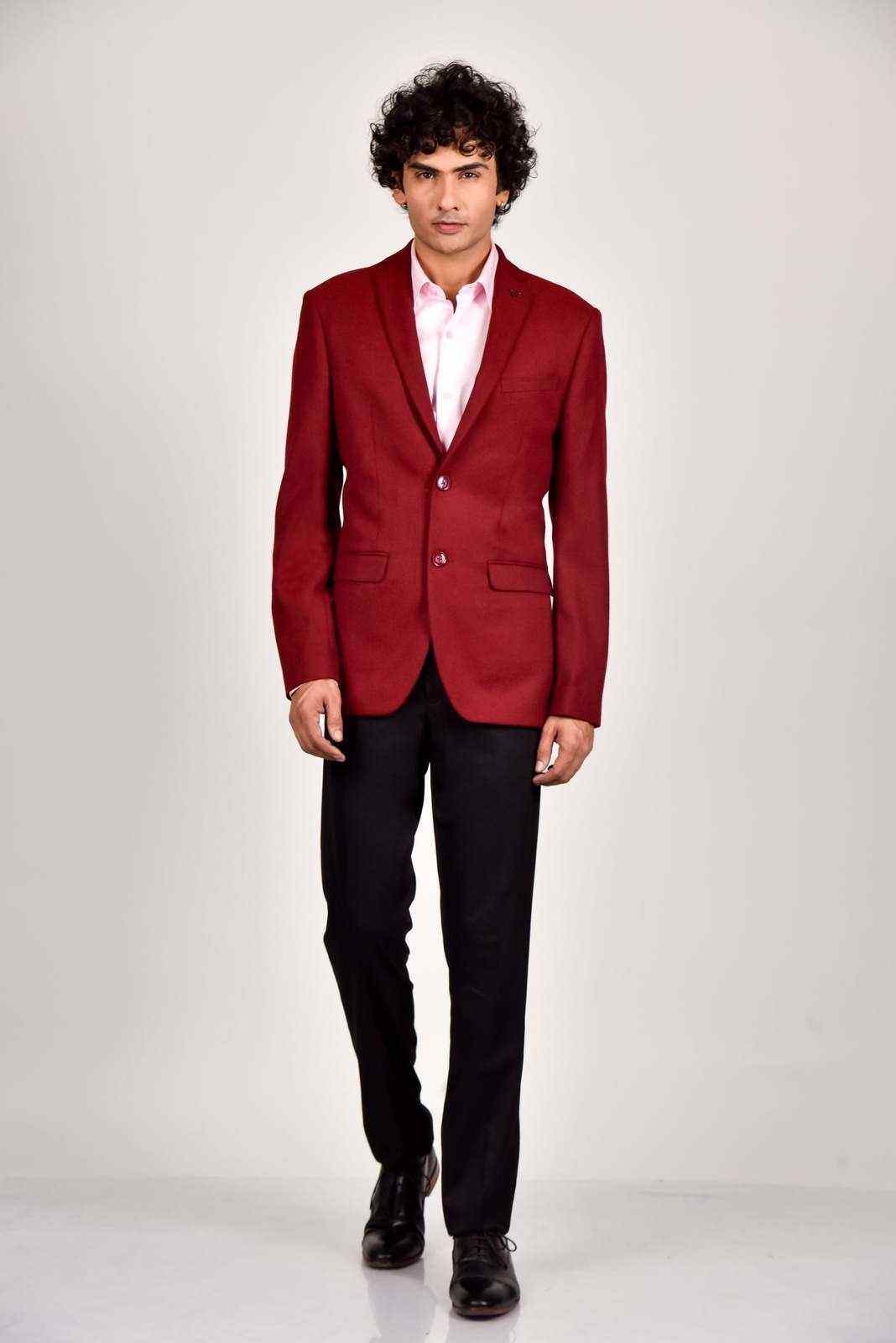 Wine Tweed Woven Blazer house-of-united