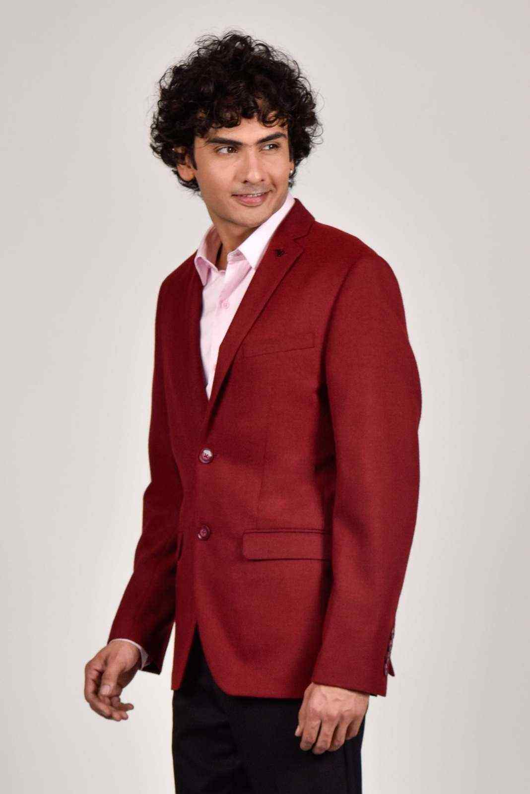 Wine Tweed Woven Blazer house-of-united